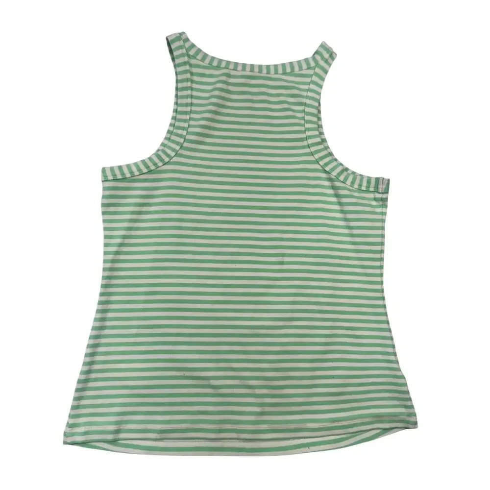 Maeve Cotton Tank Top Green & White Striped Women's XL French Coastal Spring - Picture 3 of 12